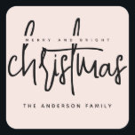 Adesivo Quadrado Script simples de Feliz moderna e Bright Christmas<br><div class="desc">Script simples de Feliz moderna e Bright Christmas</div>