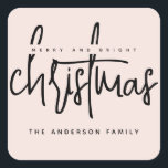Adesivo Quadrado Script simples de Feliz moderna e Bright Christmas<br><div class="desc">Script simples de Feliz moderna e Bright Christmas</div>