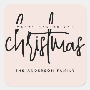 Adesivo Quadrado Script simples de Feliz moderna e Bright Christmas