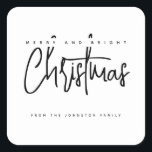 Adesivo Quadrado Script simples de Feliz moderna e Bright Christmas<br><div class="desc">Script simples de Feliz moderna e Bright Christmas</div>