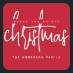 Adesivo Quadrado Script simples de Feliz moderna e Bright Christmas<br><div class="desc">Script simples de Feliz moderna e Bright Christmas</div>
