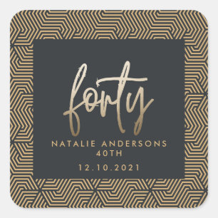 Adesivo Quadrado Script simples na moda aniversário de 40 anos ele