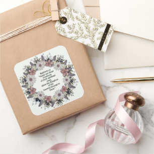 Adesivo Quadrado Script Verso Reino de Mensagem Espiritual