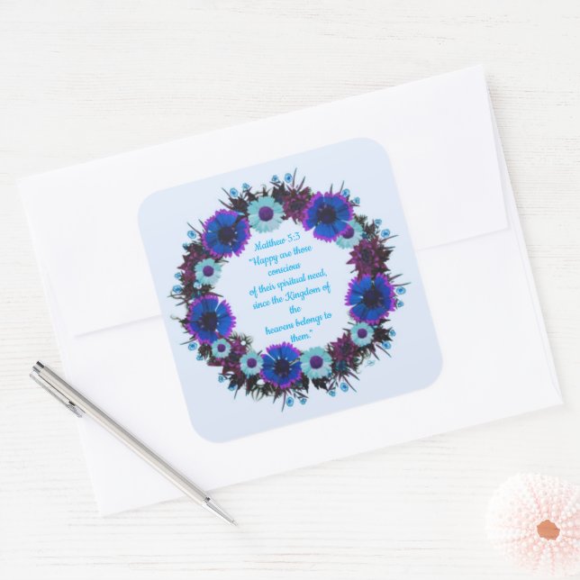 Adesivo Quadrado Script Verso Reino de Mensagem Espiritual (Envelope)