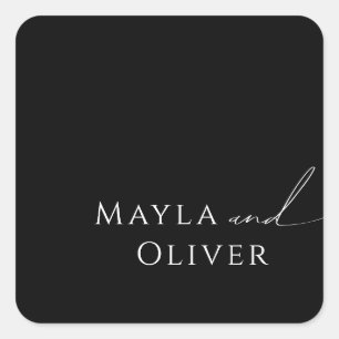 Adesivo Quadrado Script Whimsical   Focos de Envelope de Casamento 