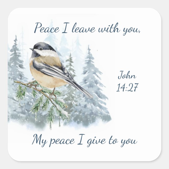 Adesivo Quadrado Scripture John 14:27 My Peace I leave with You (Frente)