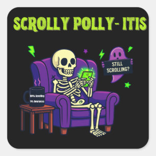 Adesivo Quadrado Scrolly Polly-Itis – 99% Conteúdo, 1% Consciência