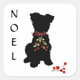 Adesivo Quadrado Scruffy Mutt NOEL