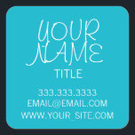 Adesivo Quadrado Scuba Blue Freehand Simples<br><div class="desc">Legal,  elegante e design mínimo. Azul e branco.</div>