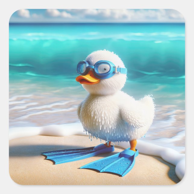 Adesivo Quadrado Scuba Diver Ducking (Frente)