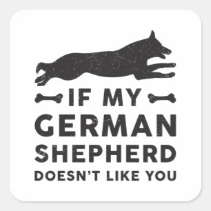Adesivo Quadrado Se O Meu German shepherd Cachorro Vintage Engraça