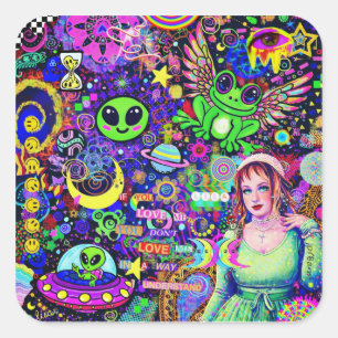 Adesivo Quadrado Se Você Me Ama Você Não Me Ama Trippy Frog Ali