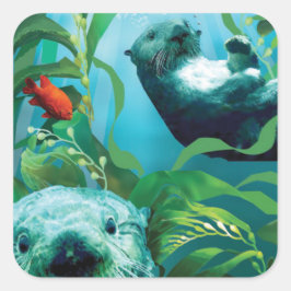 Adesivo Quadrado Sea Otter's Garden Square Sticker