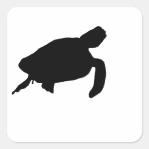 Adesivo Quadrado Sea Turtle Silhouette