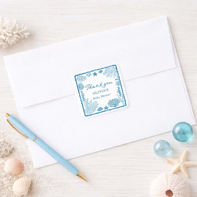 Adesivo Quadrado Sea You Soon Baby Shower  (Criador carregado)