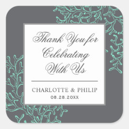 Adesivo Quadrado Seafoam Green e Casamento Costeiro de Cinzas Obrig