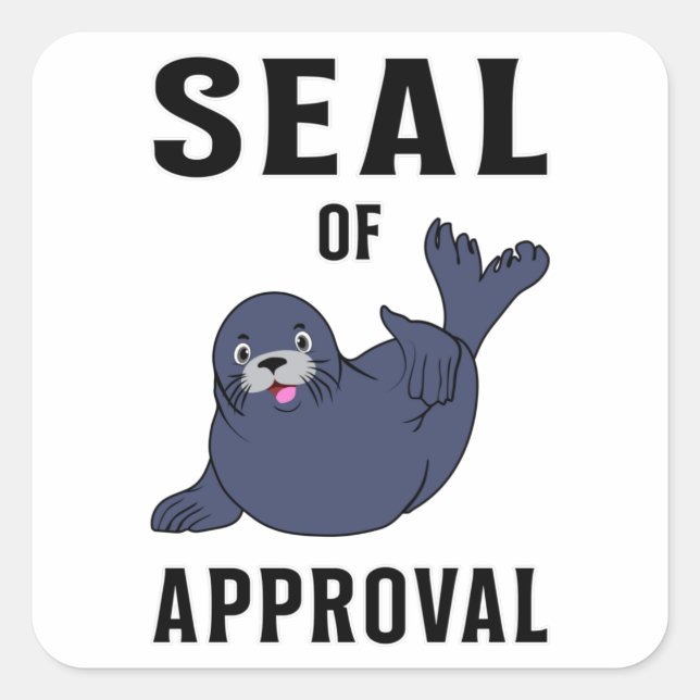 Adesivo Quadrado Seal Sealife Animal Cute Sea Lion Seals Gift. (Frente)
