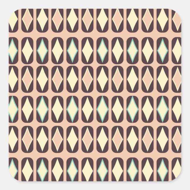 Adesivo Quadrado Seamless geometric pattern in dark brown leaf  (Frente)