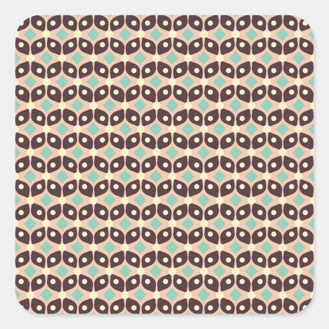 Adesivo Quadrado Seamless geometric pattern in dark brown leaf  (Frente)