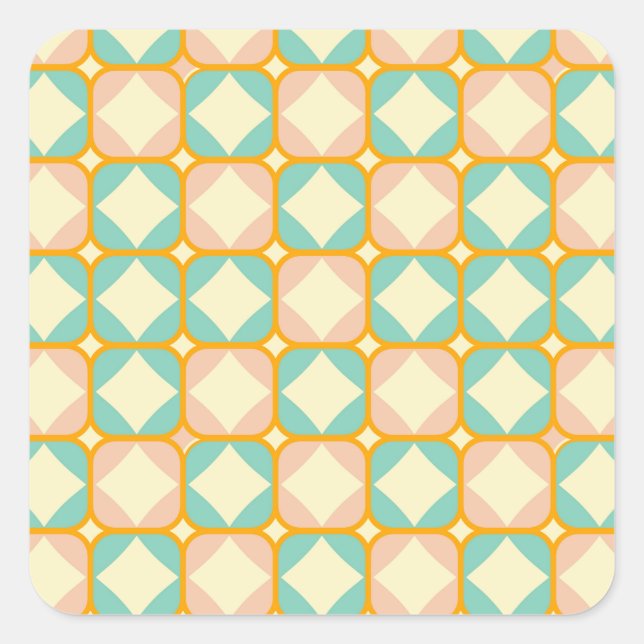 Adesivo Quadrado Seamless retro pattern with rounded squares (Frente)