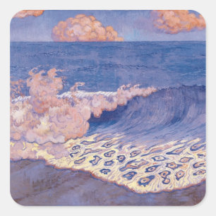 Adesivo Quadrado Seascape azul, efeito da onda, c.1893