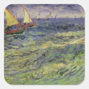 Adesivo Quadrado Seascape de Vincent van Gogh   em Saintes-Maries