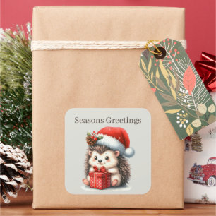 Adesivo Quadrado Seasons Saudações hedgeog Natal