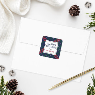 Adesivo Quadrado Seasons Saudações Marinho Tartan Xadrez Família Pe