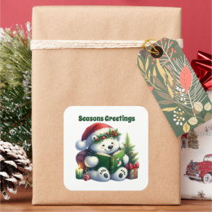Adesivo Quadrado Seasons Saudações urso polar