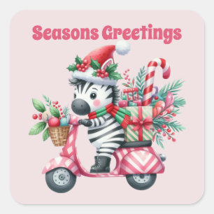 Adesivo Quadrado Seasons Saudações zebra Natal
