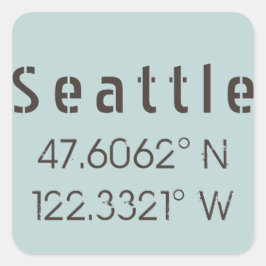 Adesivo Quadrado Seattle Latitude e Longitude