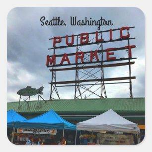 Adesivo Quadrado Seattle Public Market Center #2 Stickers