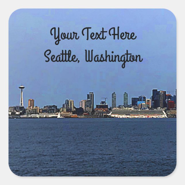 Adesivo Quadrado Seattle Skyline nº 2-1 Stickers (Frente)