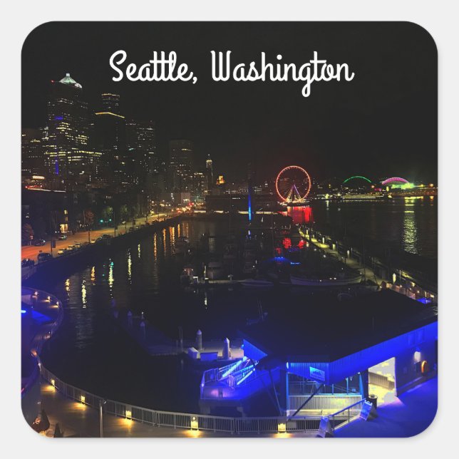 Adesivo Quadrado Seattle Skyline nº 6 Stickers (Frente)