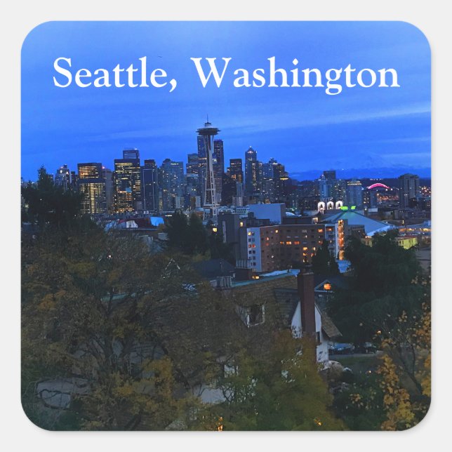 Adesivo Quadrado Seattle Skyline nº 8 Stickers (Frente)