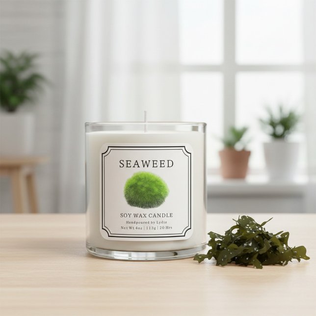 Adesivo Quadrado Seaweed Soy Wax Candle Label (Criador carregado)