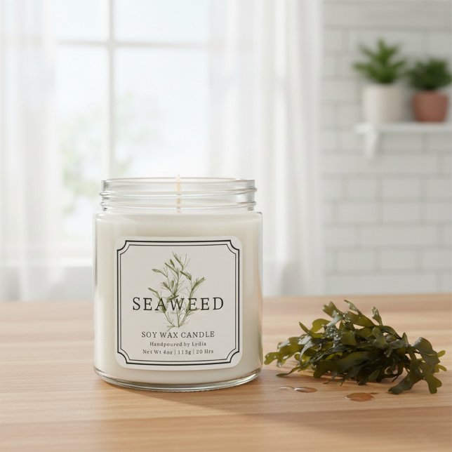 Adesivo Quadrado Seaweed Soy Wax Candle Label (Criador carregado)