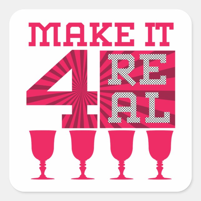 Adesivo Quadrado Seder de Passover Torne-o 4 Real, os 4 xícaras de  (Frente)