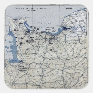 Adesivo Quadrado Segunda guerra mundial dia D mapa 6 de junho de