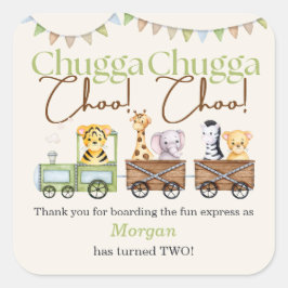 Adesivo Quadrado segundo aniversário Cute Chugga Watercolor