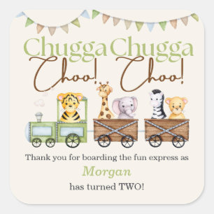 Adesivo Quadrado segundo aniversário Cute Chugga Watercolor