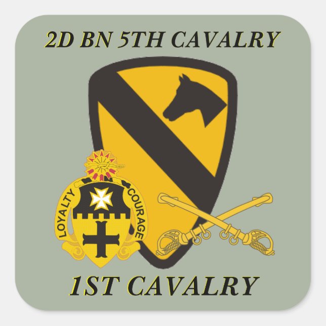 ADESIVO QUADRADO SEGUNDO BATTALION 5 CAVALRY 1RUA VINCULADORES (Frente)