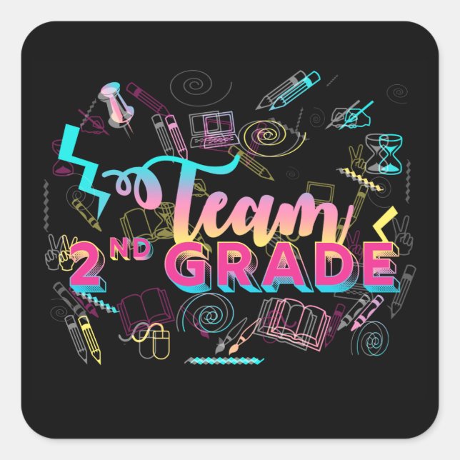 Adesivo Quadrado Segundo do primeiro grau do time de volta aos auto (Frente)