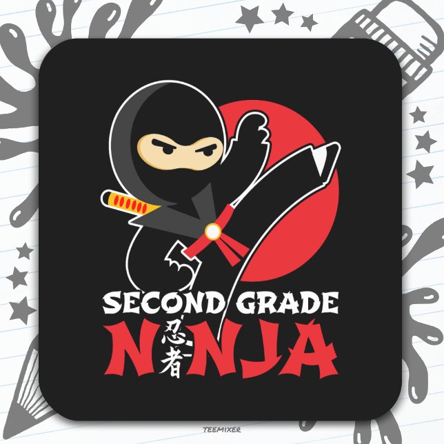 Adesivo Quadrado segundo Grau Ninja Chute Primeiro Dia De Volta À E (Criador carregado)