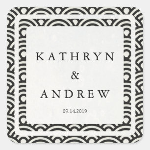 Adesivo Quadrado Seigaiha Japonês Onda Nomes Personalizados+Casamen