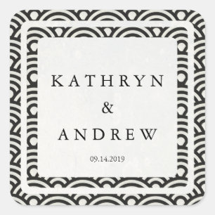 Adesivo Quadrado Seigaiha Japonês Onda Nomes Personalizados+Casamen