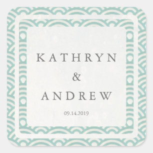 Adesivo Quadrado Seigaiha Japonês Onda Nomes Personalizados+Casamen