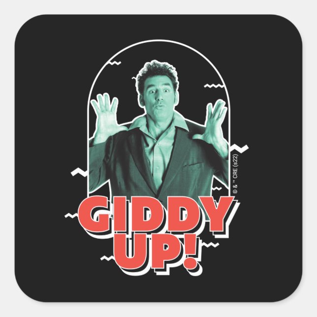 Adesivo Quadrado Seinfeld | Kramer - Giddy Up! (Frente)