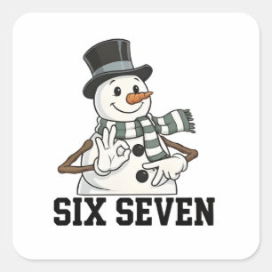 Adesivo Quadrado Seis Sete Boneco de Neve Natal Papai Noel 6 7 Xmas