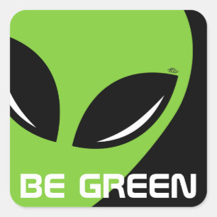 Adesivo Quadrado Seja alienígena verde
